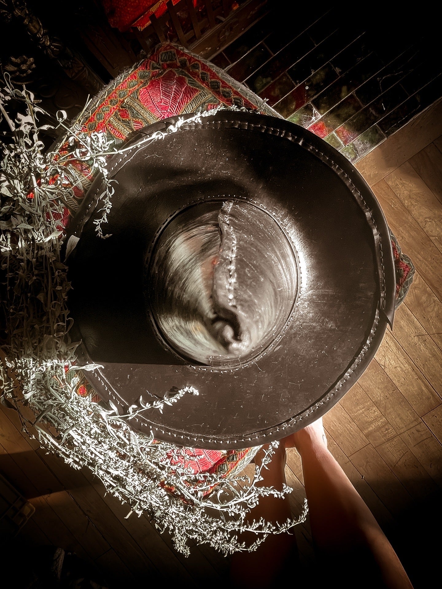 Midnight Coven Leather Witch Hat