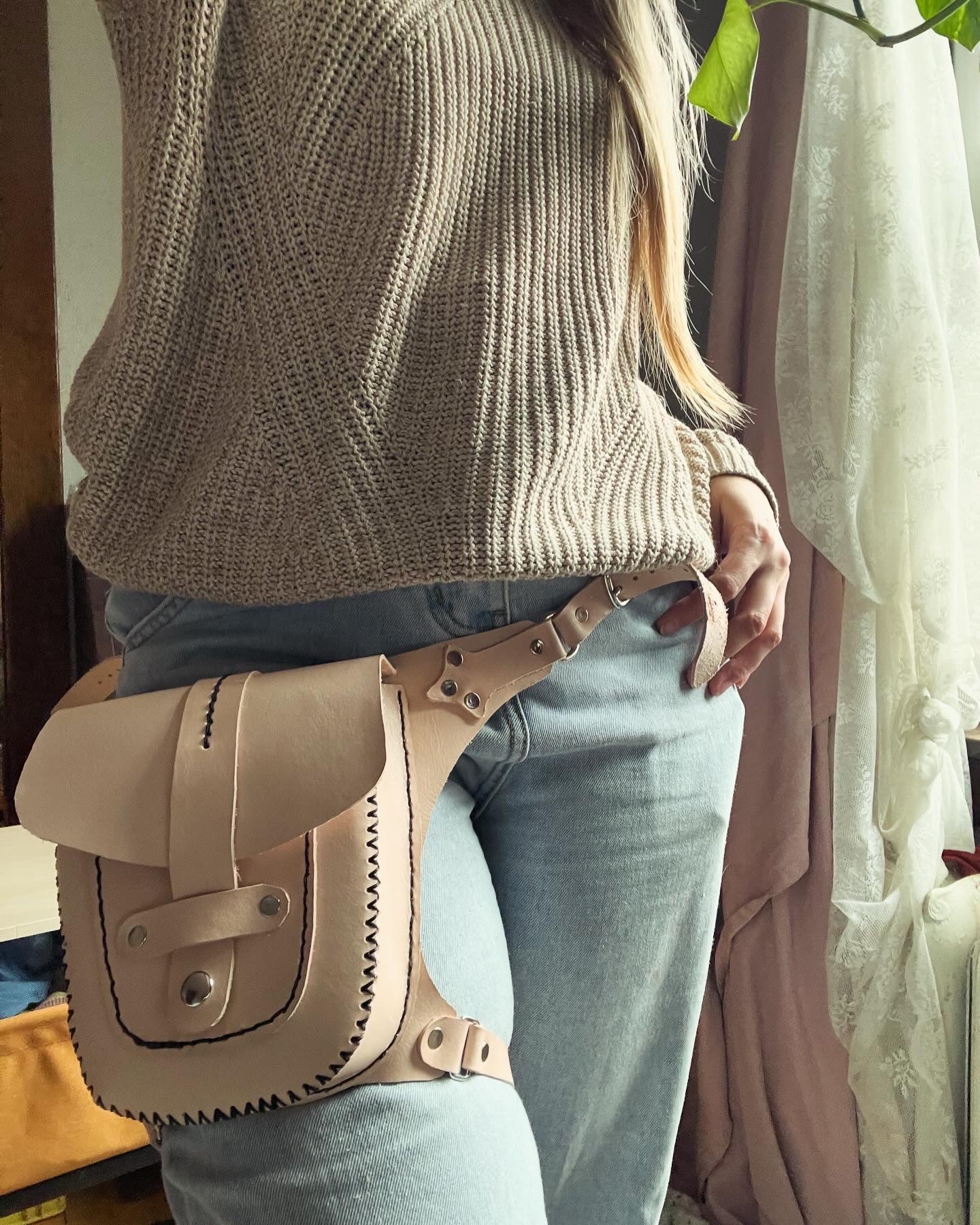 Leather hip pouch