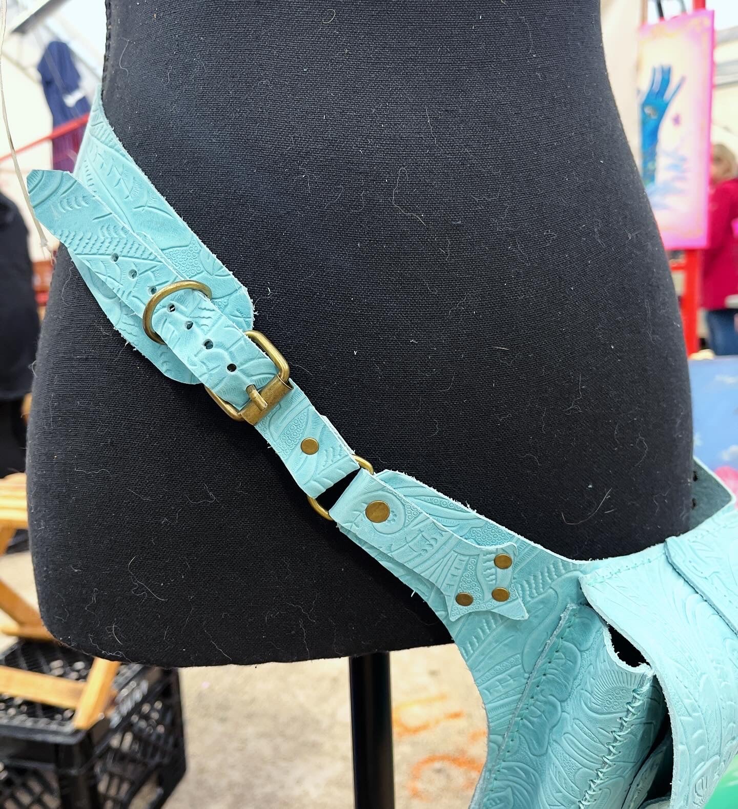 Turquoise Deadstock tooled leather hip bag