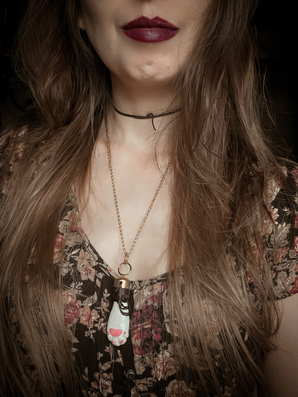 Porcelain Cat Paw necklace