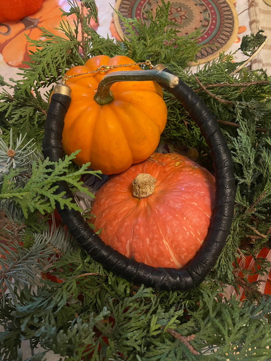 Black Snake Collar, Reclaimed Leather with Gold Hardware
