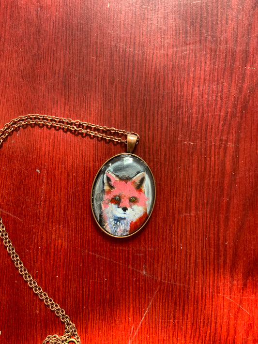 Handpainted Fox pendant