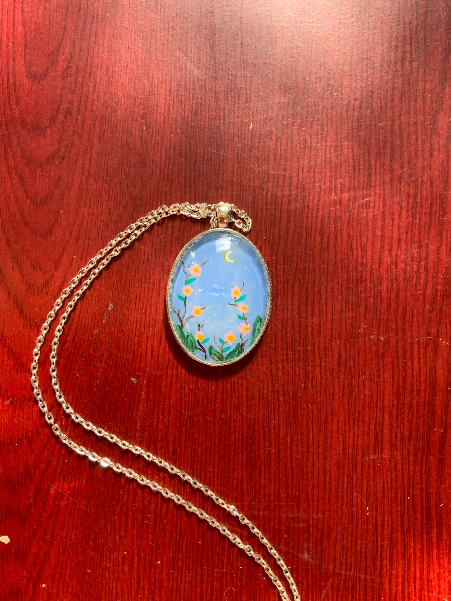 Hand painted flowers pendant