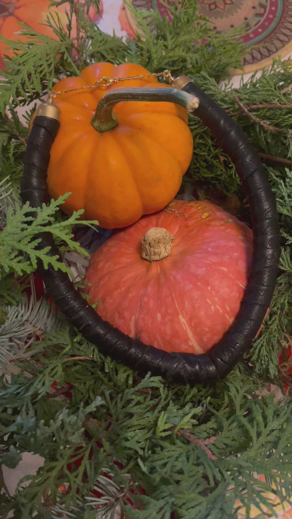 Black Snake Collar, Reclaimed Leather with Gold Hardware